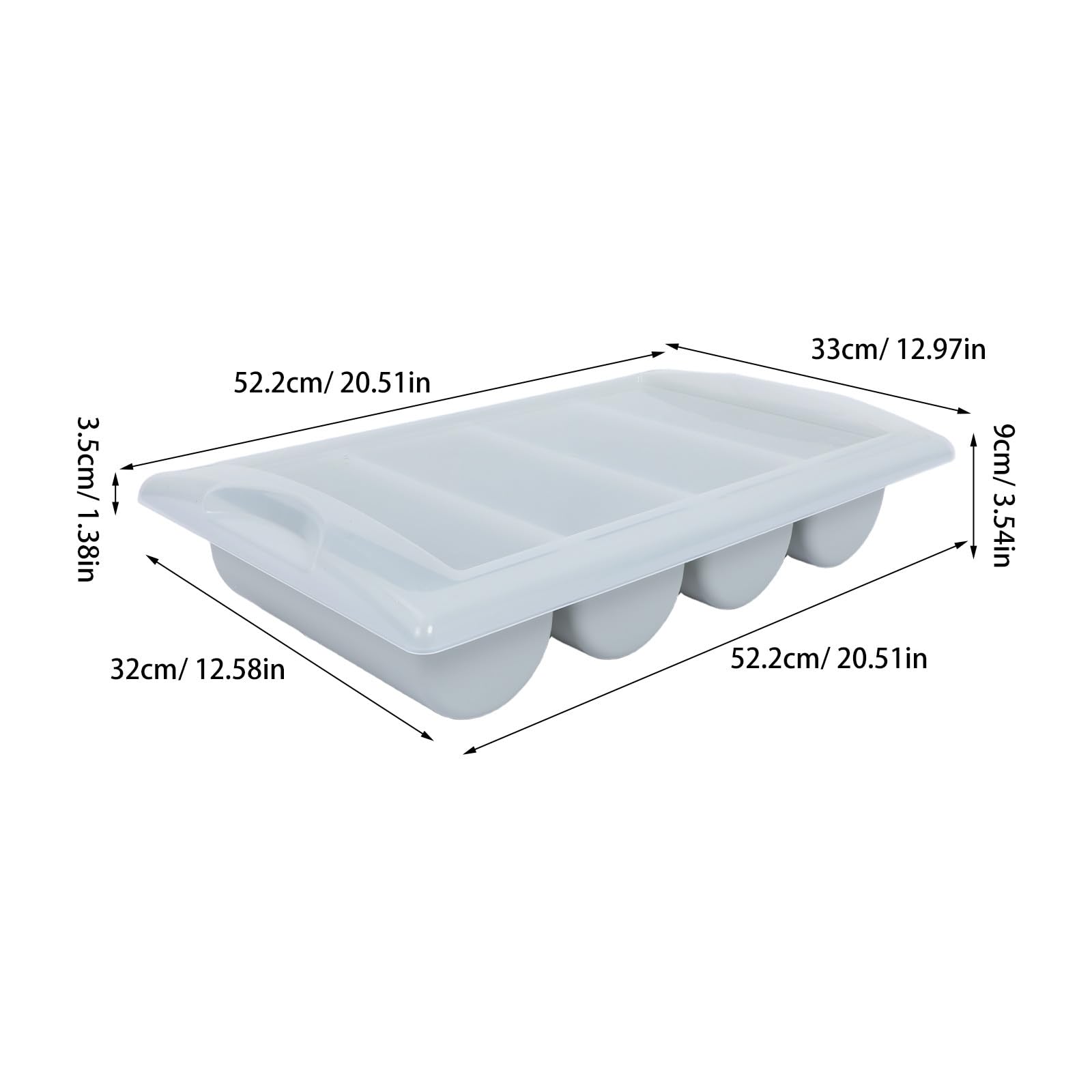 Caja de para Cubiertos con Tapa, Bandeja organizadora de Cubiertos con 4 Compartimentos para Utensilios de Cocina, Almacenamiento de (Tenedores,) para el hogar y restaurantes.