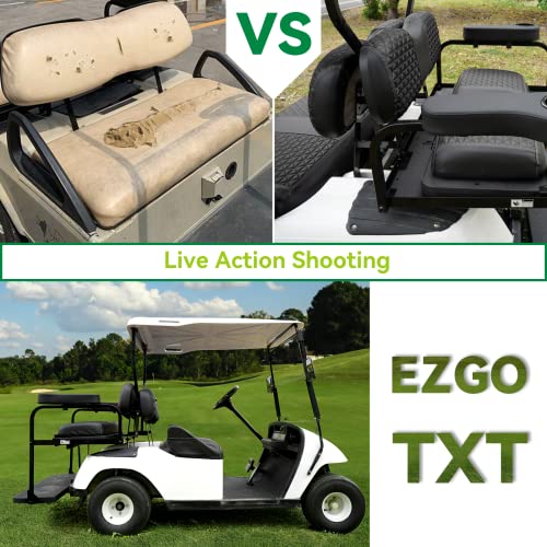 Yuweidg0769 Golf Cart Seat Covers 4 Passenger For Ezgo Txt Oem Ordinary Seat Cushion, Golf Cart Vinyl Seat Cover Front And Back, Diamond Black Stitching, No Need To Use Gun Nails #TOP4