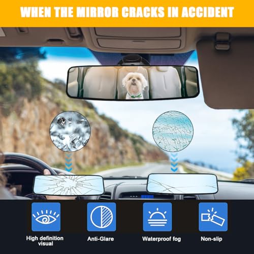 image for Mandark Car Rear View Mirror, Anti Glare Panoramic Vehicle Convex Rear