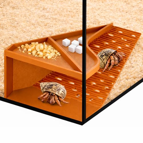 Hermit Crab Cave Habitat with Climbing Tunnel Underground Hideout Shelter with Feeding Bowls and Textured Ramp Hermit Crab Tank Accessories (for Crabs up to 2.4in Tall)