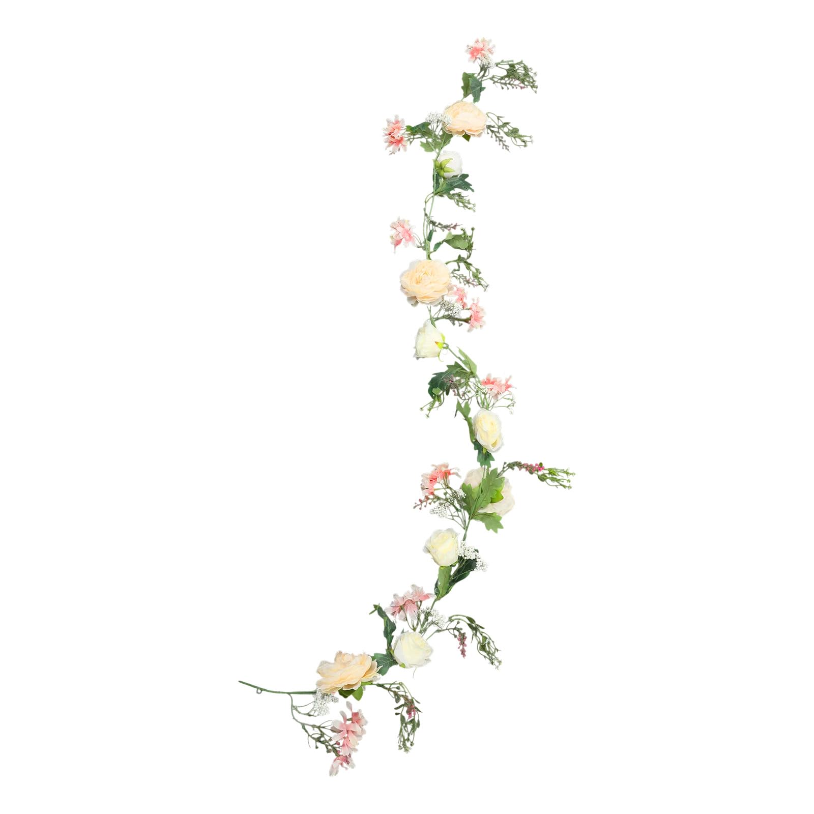 Blumengirlande Dekorative Kunstblumen Kunstblumengirlande Künstlich Rose Wohnraumdekoration 6 Stück,1.8m für Tür, Hochzeit, Party, Wand - Champagner, Grün