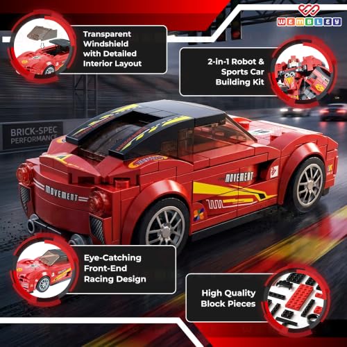 Image of Wembley Race Mechanic Series-228 PCS | 2-in-1 Sports Car and Robot Building Blocks Set | STEM Construction Toy for Kids 3+ Years | Educational Building Kit | Ideal Gift for Boys & Girls