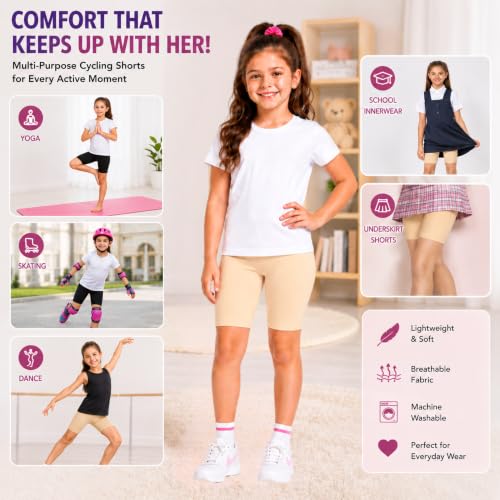 Image of Joe & Joe Shorts for Girls Premium Cotton Lycra Cycling Shorts - Pack of 2 | Inner Shorts for Yoga & Sports & School Uniform.