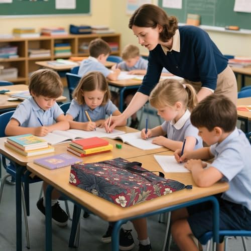 Bolsa de libros de William Morris: diseño orquídea negra impermeable para escuela y compras 2