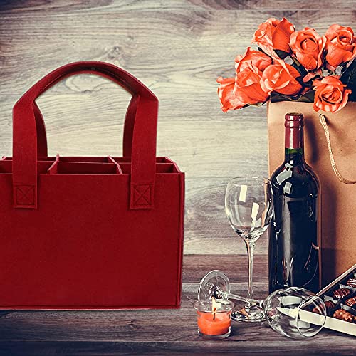 Image of GREENSHEEP 6 Bottle Wine Carrier Bag, Reusable Wine Bottle Tote Bag, Portable Wine Travel Bag with Handle for Picnic, Camping, Travel, Wine Tasting, Party (Maroon)