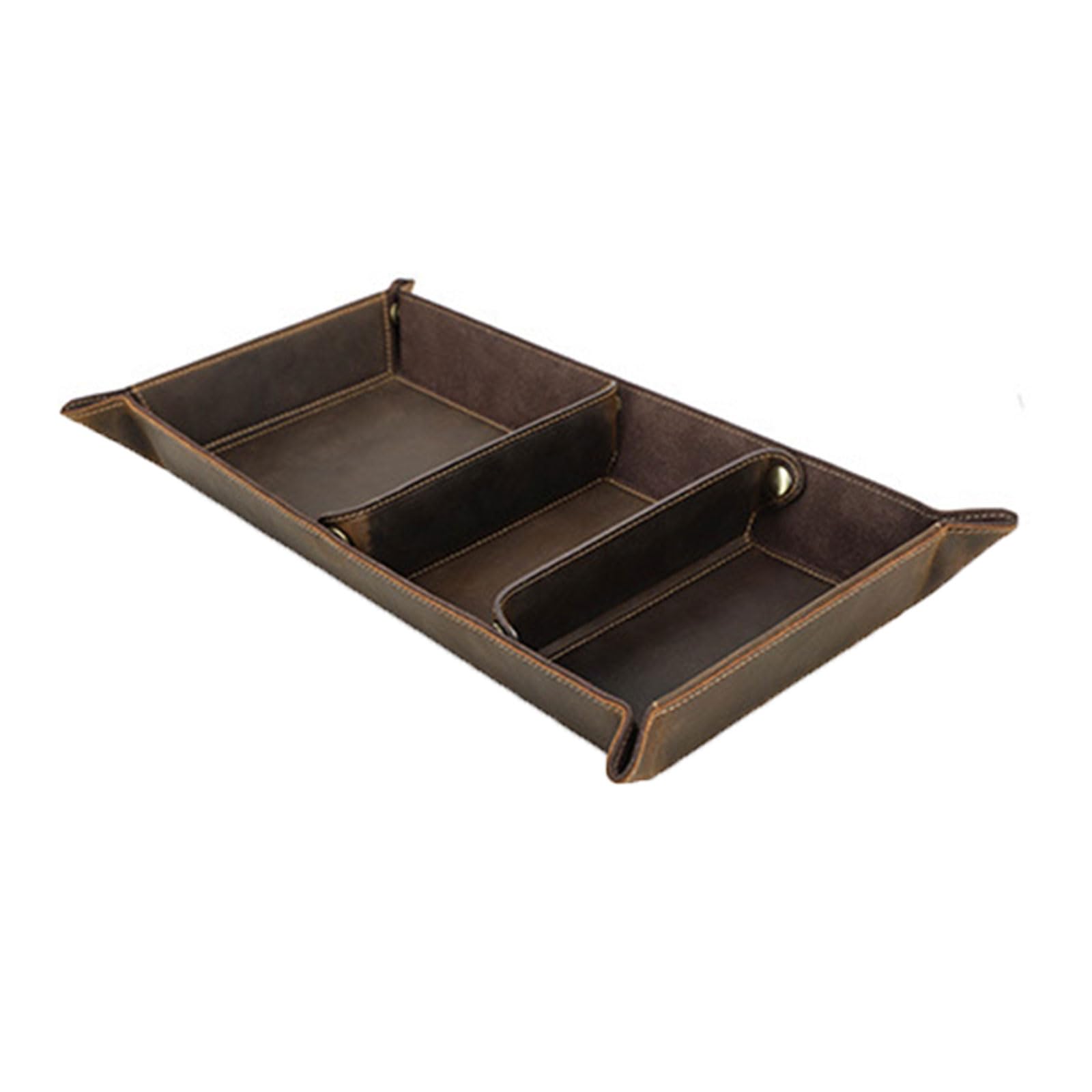 Daily Essentials, vassoio organizer in pelle marrone caffè, 40 x 22 x 4,5 cm, vassoio da tavolo per scrivania, ingresso, comò e tavolino portaoggetti in pelle, organizer da scrivania da tavolo, da