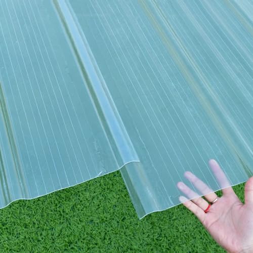 Transparente Dachplatten, 80 % UV-Schutz, m Dicke, Wellbleche für Gewächshäuser, Carports, 0,9 x 1,9 m / 35x75in, 13 Stück