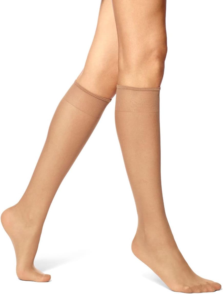 No Nonsense Women's 10 Pair Value Pack Knee High Pantyhose with Reinforced Toe, Tan, One Size by No Nonsense