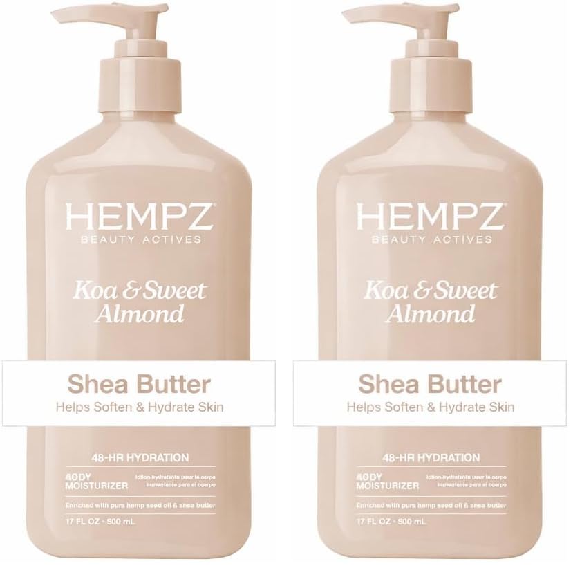 Image of Hempz Koa & Sweet Almond Herbal Body Moisturizer for Women,17 Fl. oz. - Moisturizing Lotion with 100% Pure Hemp Seed Oil and Shea Butter - Hydrating Vegan Lotion for Dry Skin,(Pack of 2)