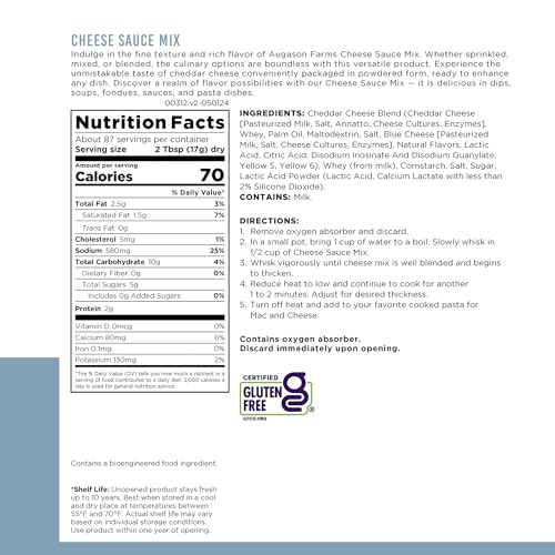 cheese sauce mix can emergency food supply 87 servings 10 year shelf life - shelf stable cheddar cheese powder canned food