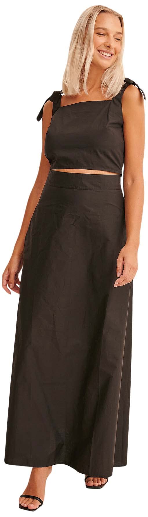 NA-KD Tie Detail Top, Black, EU 42