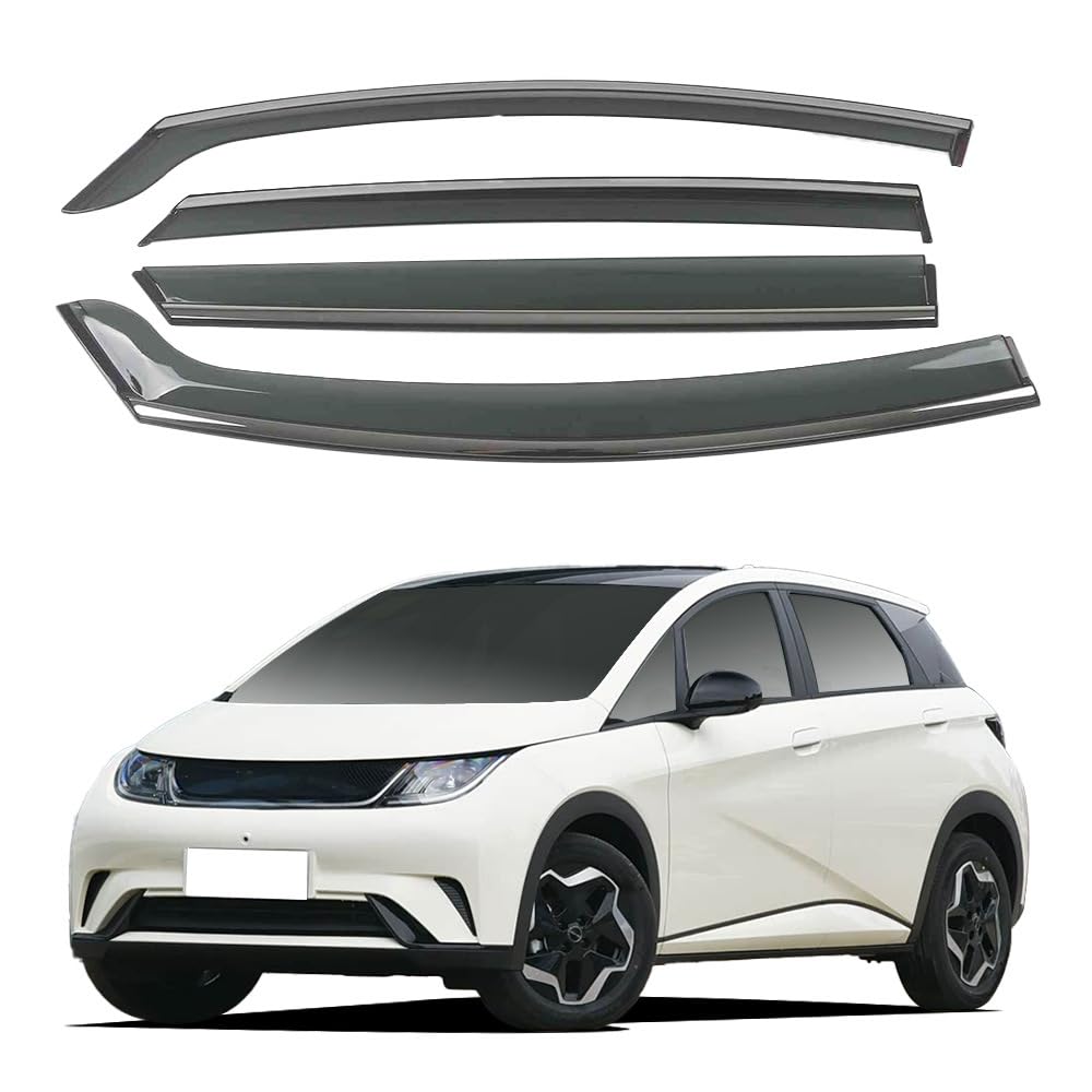 liufangfc Wind Deflectors for BYD Dolphin 2021 – 4pc Tape-On Smoked Visors, Weatherproof, Anti-Salt/Snow, Low-Noise