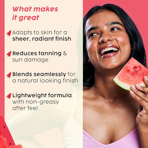Image of PLIX THE PLANT FIX Watermelon Tint Twist Colour Adapting Sunscreen SPF 50++++ With New Age UV-Filters | In Vivo Tested | Broad Spectrum Protection | Lightweight, Non-sticky | Provides Sheer Coverage