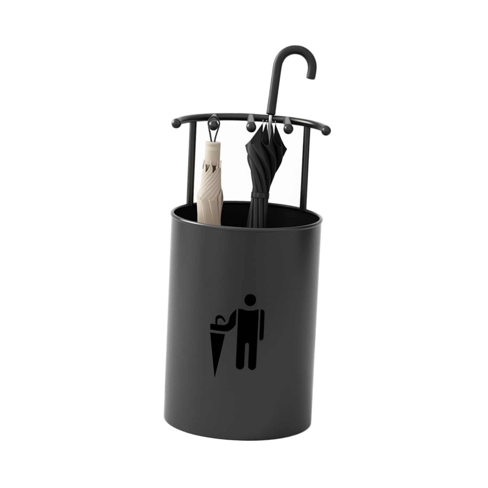 ZFUCMAYL Entryway Umbrella Stand Rack,Iron Umbrella Storage Organizer with Hooks,Height 57cm,for Home Shop Schools Hotels,Space-saving(Black)