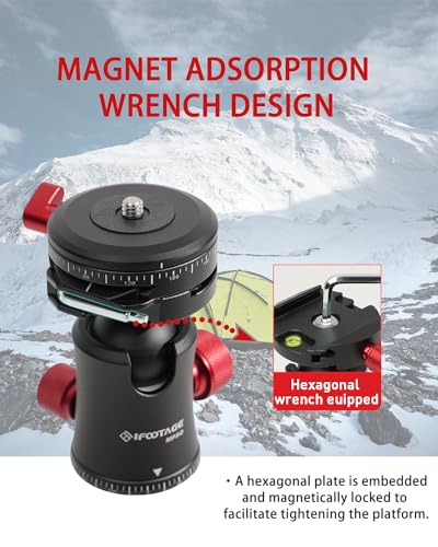 Image of IFOOTAGE Tripod Head MP30, Dual 360 Panoromic Shooting Tripod Ball Head, 22 lbs Supporting Ball Head Mount, Professional Aluminum Ball Head for Tripod, Monopod, Slider, DSLR Camera, Komodo MP30
