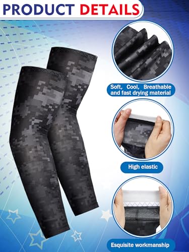 JaGely 16 Pairs Ice Cream Arm Sleeves for Kids UV Sun Protection Football Basketball Baseball Compression Long Sleeves Youth4