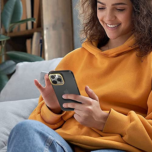 Image of eller sante SAN Pedro Frosted for iPhone 14 Pro Case Cover, 6 Feet Drop Protection, Shockproof, Scratch Resistant, Slim, Thin, Compatible with iPhone 14 Pro Back Cover - Black & Gold