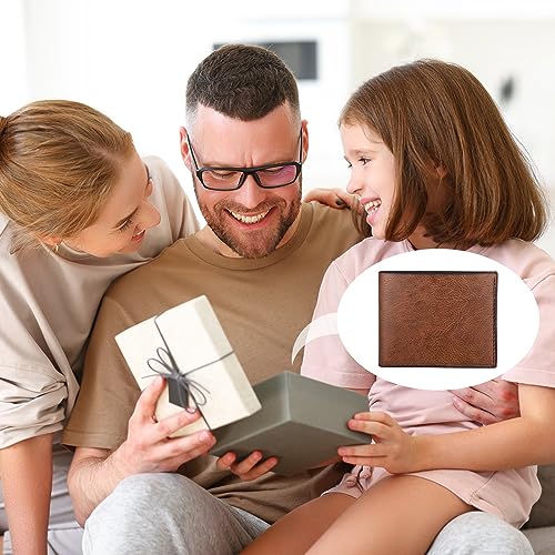 Paterr 12 Pieces Leather Wallet for Men DIY Bifold Wallet Engrave Inspirational Father Day Gift for Christmas Men Husband Son(Light Brown)3