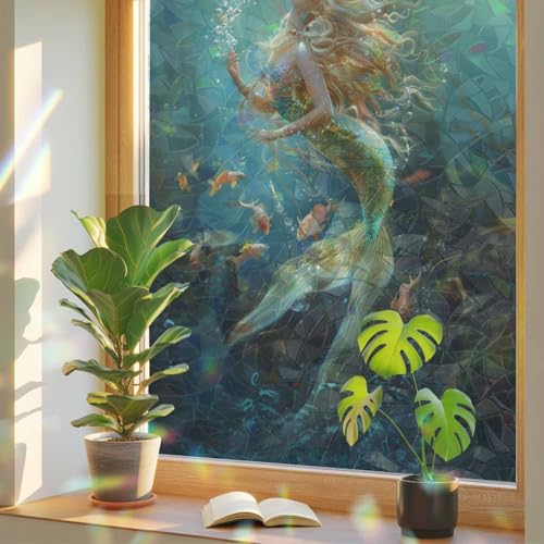 Vinilo para ventana 3D efecto vitral 17.7x39.3 pulgadas miniatura 1