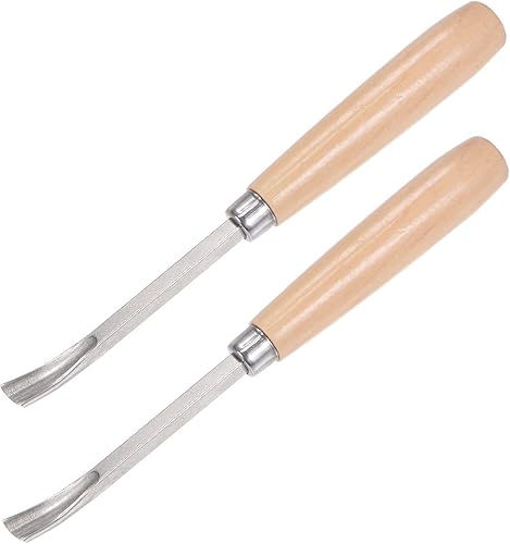 uxcell Cuchillo para tallar cinceles de madera, 0.394 in cromado 45 # acero al carbono curvada punta media redonda herramienta de mano para