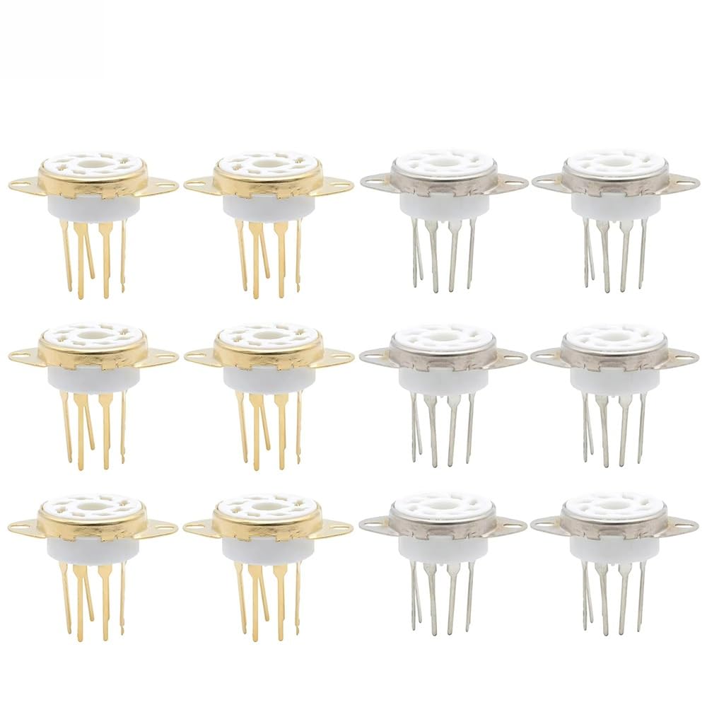Zoccoli in Ceramica, 8 Pin K8A Zoccoli in Ceramica Ottale for Valvole Base Perni Lunghi for KT88 KT66 6SN7 5AR4 GZ34 5881 6V6 5U4G 6550 6J7 6SJ7 AMP Fai da Te(Tin Plated 10pcs)