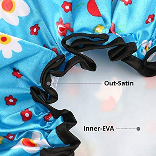Shower Caps, ESARORA 4 PACK Extra Large Bath Caps Perfect for all Hair Lengths and Thicknesses - Waterproof - Double Layer - Thumbnail 6