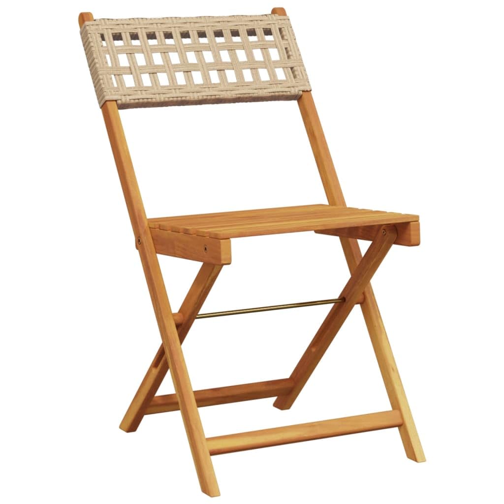 Home Garden, set da 3 pezzi da bistrot beige in polyrattan e legno massello