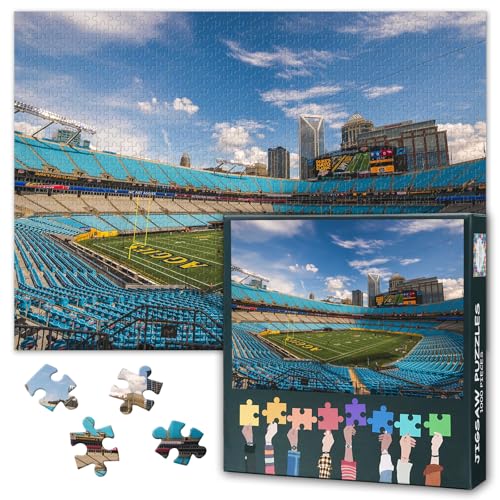 Puzzles for Adults 1000 Pieces - Jigsaw Puzzles Football Sports Art, 27.5x19.7 Inch North Carolina Bank of America Stadium Hard Challenging Puzzle Family Game for Men & Women (Home Decor Gift)