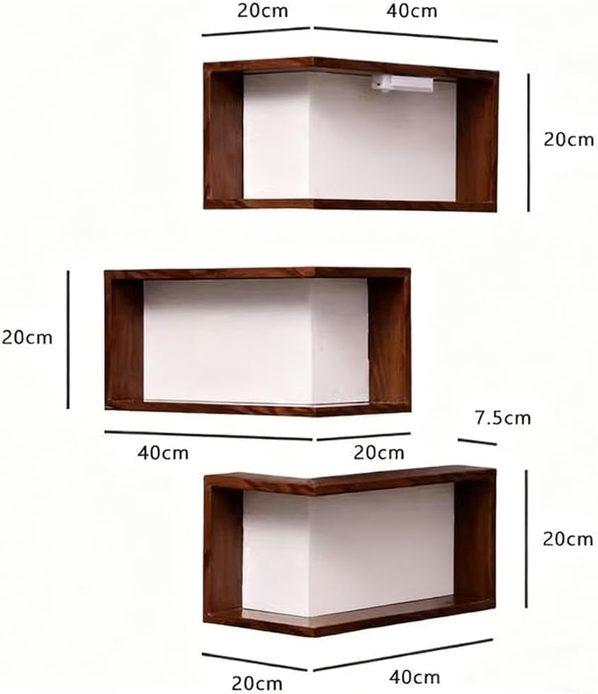 Smart Corner Shelves That Light up Your Space, Smart Corner Shelf with Light, Wooden Corner Wall Shelf-Turn Empty Corners into a Modern Design Statement (2, Walnut Wood)
