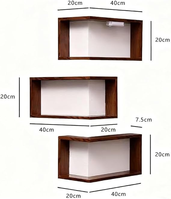Smart Corner Shelves That Light up Your Space, Smart Corner Shelf with Light, Wooden Corner Wall Shelf-Turn Empty Corners into a Modern Design Statement (1, Walnut Wood)
