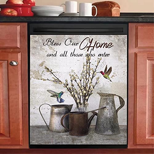 Bless Home Magnet Sticker Bouquet Dishwasher Cover Kitchen Decorative,Farm Floral Dish Washer Magnet,All Those Who Enter Fridge Decal Refrigerator Magnets Appliance Panel 23'x17'