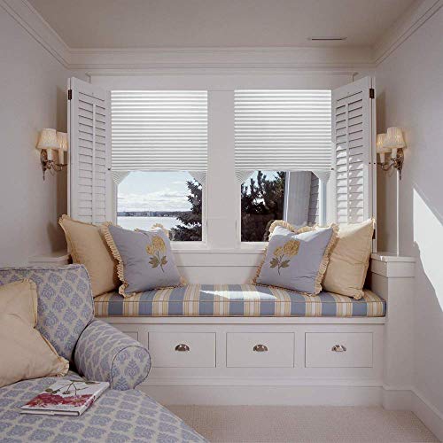 Luckup 2 Pack Cordless Light Filtering Pleated Fabric Shade,Easy To Cut And Install, With 4 Clips (36"X72"- 2 Pack, White) #TOP2