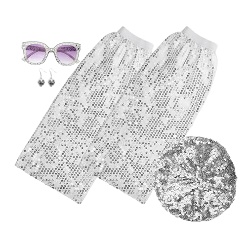 SUPVOX Unique 80s Retro Party Costume Sequin Hat Ball Earrings Leg Warmers Disco Outfit for Women