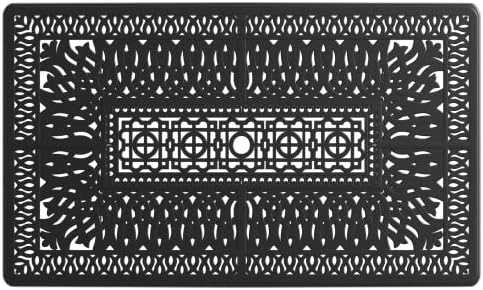 59" Outdoor Dining Table with Umbrella Hole, 6 Person Cast Aluminum Outdoor Rectangle Dining Table for Garden, Poolside（Black）