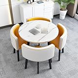 Durable et robuste : cet ensemble de table et de chaises de salle à manger rondes est conçu pour durer, assurant durabilité et stabilité à long terme pour un usage quotidien. Soyez assuré avec sa construction robuste, que vous travailliez ou que vous profitiez d'un repas.