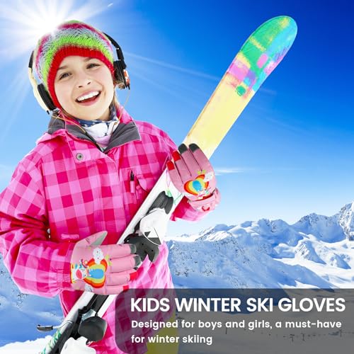 QKURT Guante de Nieve para niños Guante de esquí niños Guante Térmico de Invierno a Prueba de Viento Guante Deportivo Antideslizante, Guante para Exteriores Adecuado para niñas y niños de 2 a 13 años - imagen 7