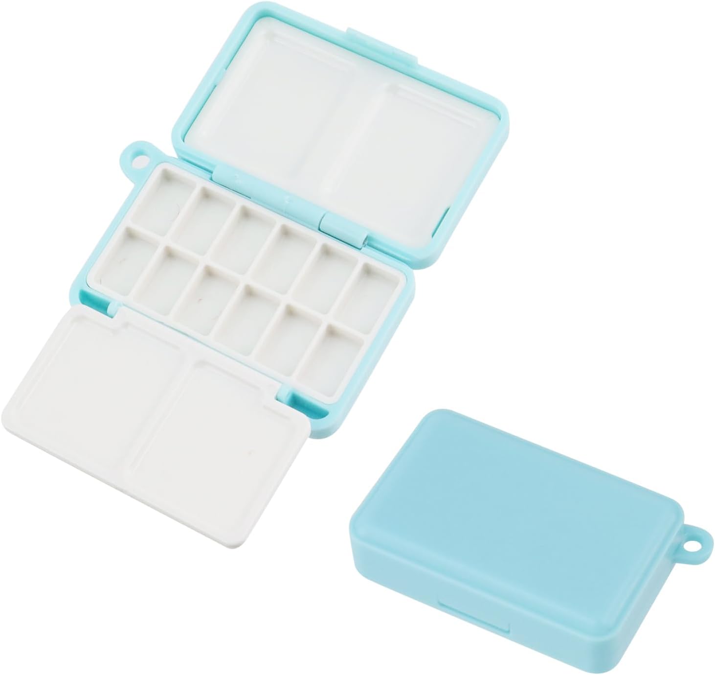 2 Pcs Watercolor Palette Case Travel with 12-Well, Plastic Mini Paint Box Mixing Tray with Lid, Folding Paint Tray for Art Class, Purple