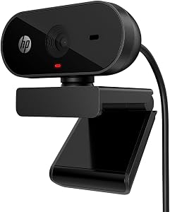 HP 320 FHD Webcam - USB-A Computer Camera with Mic & Privacy Cover - for Desktop, Laptop, & Chromebook - 1080p Resolution w/Wide FOV - Zoom & Teams Compatible - Clip Mount, Tripod Support, & Swivel