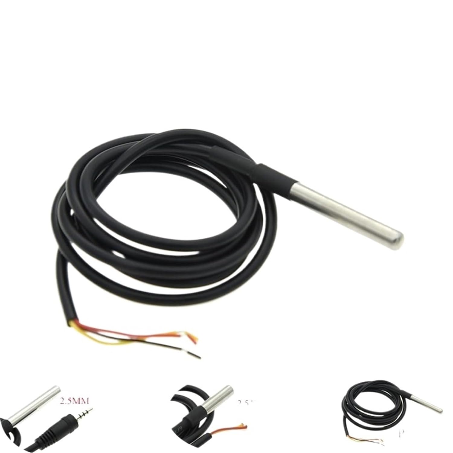 1pcs Stainless Steel Package 1/2/3/5Meter 100/200/300/500CM Waterproof 18b20 Cable Probe Temperature Sensor(3M-2.5MM)