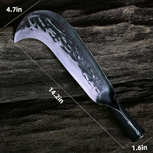Machete for Yard Work Billhook Sickle Knife Brush Clearing Sickle Knife with Sheath - Perfect Brush Axe for Survival Cut Machete,Ideal for Camping,Gardening, Land Management, - Thumbnail 6