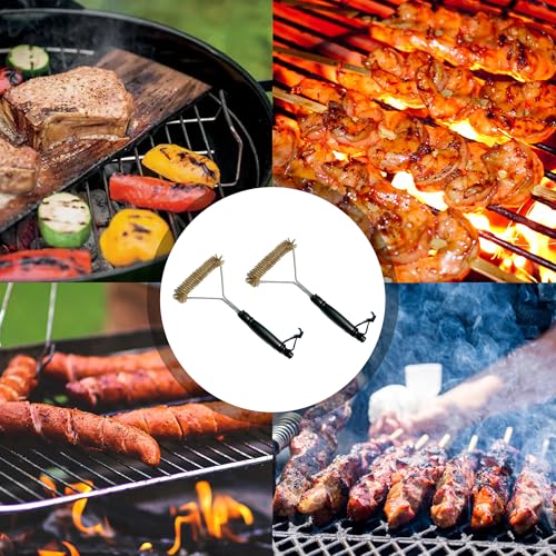 2 Stück Messing Grill Grillbürste 30.5cm Grill Reinigungsbürste mit PP Wärmedämmung Griff 360° Reinigung Messingborsten Grill-Zubehör für Grillrost,Holzkohlegrill,Kugelgrill,Gasgrill,Holzkohlegrill