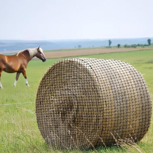 YUNPHDA Round Bale Hay Net, 6 * 6ft Feet Slow Feed Hay Net for Horses Livestocks Feeder with 1.75 Inch Holes, Holes Fits Round Bales 4x4, 5x5, 6x6ft or Square Bales 3x3x8, 4x4x8, 5x5x8ft