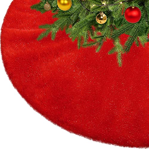 KONVINIT Falda de Árbol de Navidad Roja de Peluche - Cubre Pie y Tapete para Árbol - Manta y Accesorios - 78cm/90cm/122cm