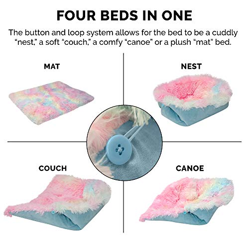 Furhaven Cama de gato fofinho conversível de camurça e pele sintética longa e auto-aquecimento - mul