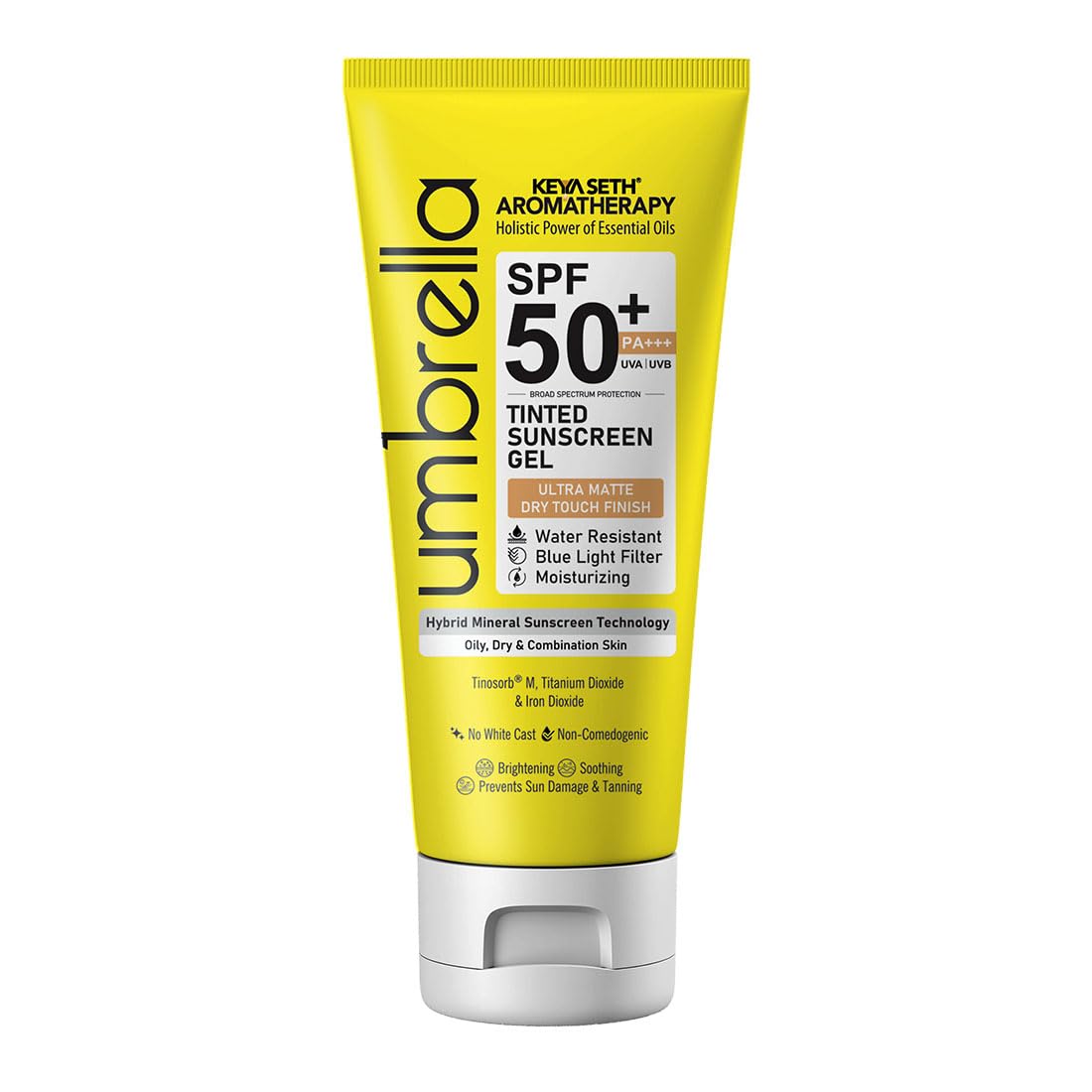 KEYA SETH AROMATHERAPY Umbrella Tinted Mineral Sunscreen Gel SPF 50 PA+++ Moisturizing, Water-Resistant, Blue Light Filte