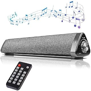 Mini Sound Bars for TV,Computer,COSOOS 16in Bluetooth Soundbar with Built-in Battery,Remote,Mic,10W PC Speakers