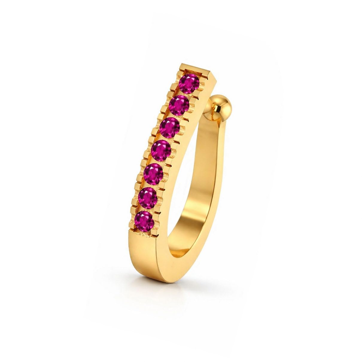 vama Ruby Stone Clip On Nose Ring Without Piercing Pressing Nose Pin Stud for Women-picture-27