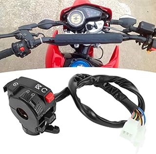 6-Function 9 wire Left Side Control Switch Assembly Kill Start Light Choke Switch, 22mm Handlebar Switch 9 Pins 8 Wires Fit for 200cc 250cc Dirt Quad Bike Motorbike ATV