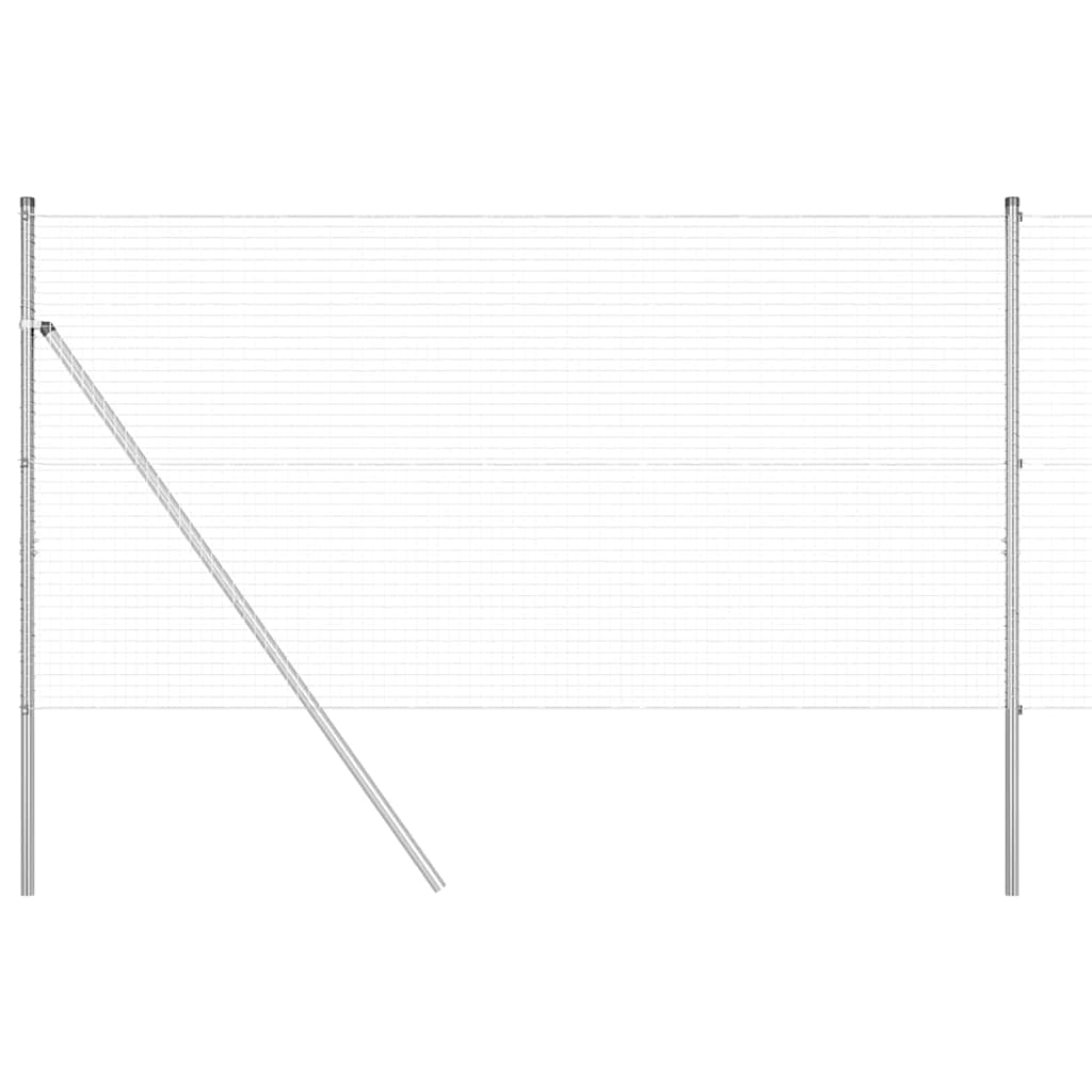 Fence Post Silver 50 x 1 m 25 x 25 mm Mesh Steel Outdoor Garden Border Security Barrier Weather Resistant Powder Coated Fence Kit 52 Posts for Patio Backyard Yard Enclosure