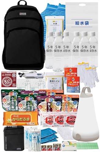 （17:30時点） 防災バッグ 防災士が監修 セット リュック 避難 たったこれだけ！ 非常用持ち出し袋/防災のミカタ 避難グッズ プレミアム 2人用 ブラック 68点